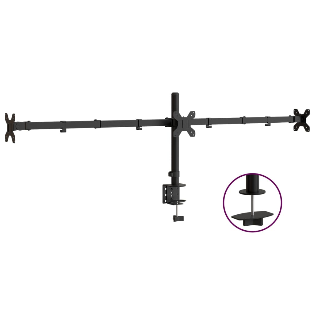 vidaXL Triple Monitor Stand Black Steel VESA 75/100 mm 2