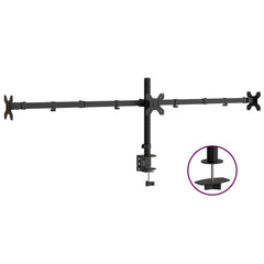 vidaXL Triple Monitor Stand Black Steel VESA 75/100 mm 2