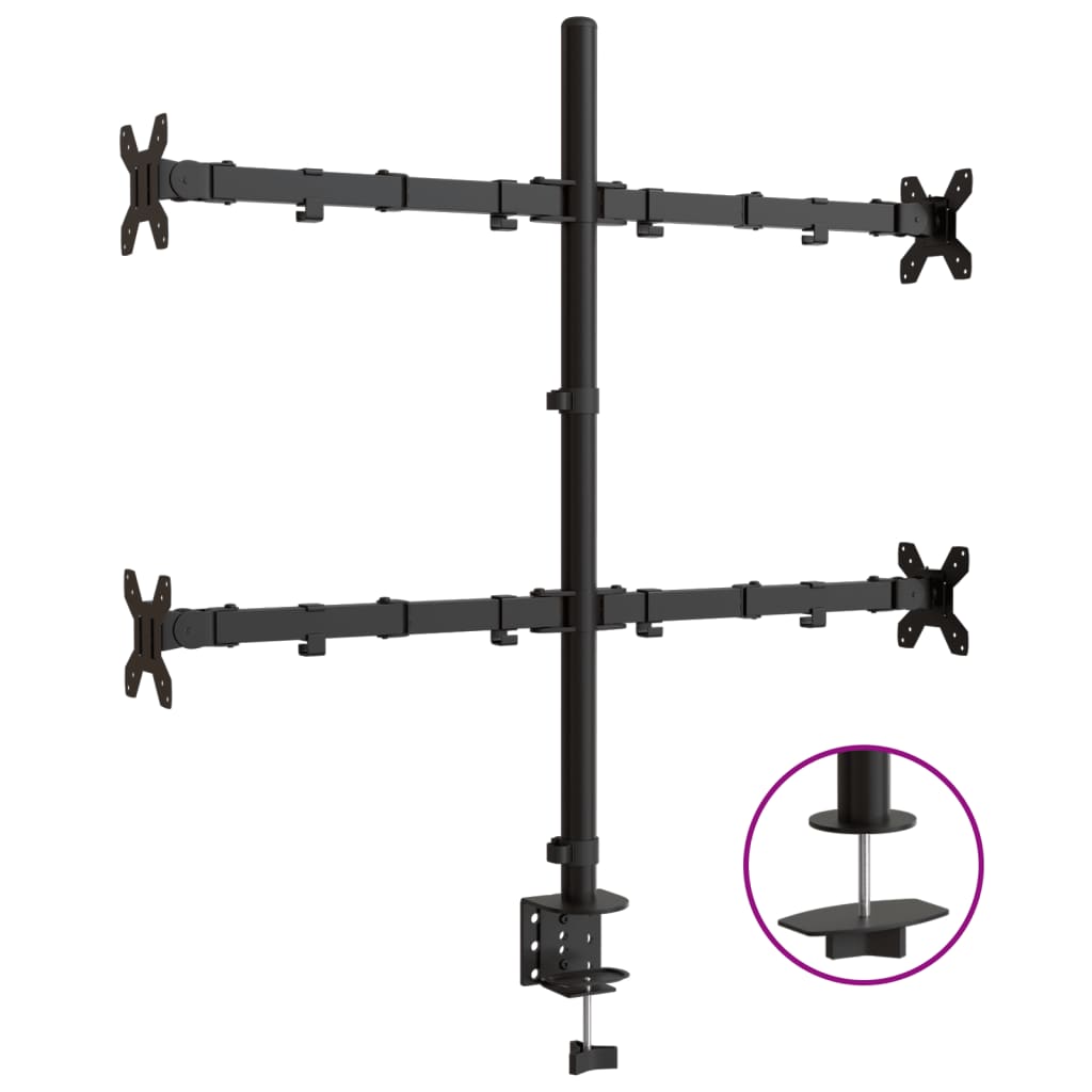 vidaXL Monitor Mount Black Steel VESA 75/100 mm 2