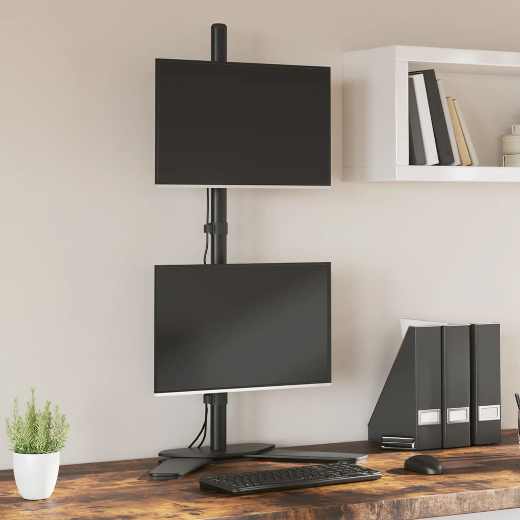 vidaXL Dual Monitor Stand Black Steel VESA 75/100 mm 1