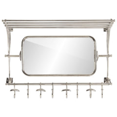 Luggage Rack with Coat Hangers & Mirror Wall Mounted Aluminium 81 cm 60 cm