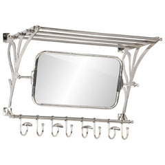 Luggage Rack with Coat Hangers & Mirror Wall Mounted Aluminium 81 cm 60 cm