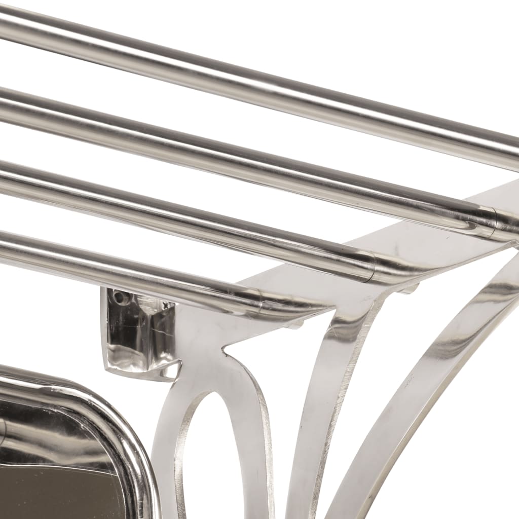 Luggage Rack with Coat Hangers & Mirror Wall Mounted Aluminium 81 cm 60 cm