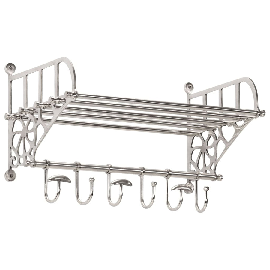 vidaXL Luggage Rack with Coat Hangers Wall Mounted Aluminium 1