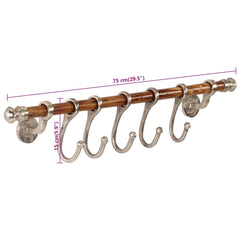 vidaXL Coat Rack Wall Mounted 75x15 cm Aluminium 6