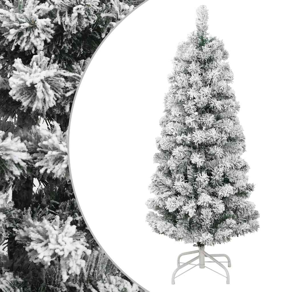 vidaXL Artificial Hinged Christmas Tree with Flocked Snow 150 cm 1
