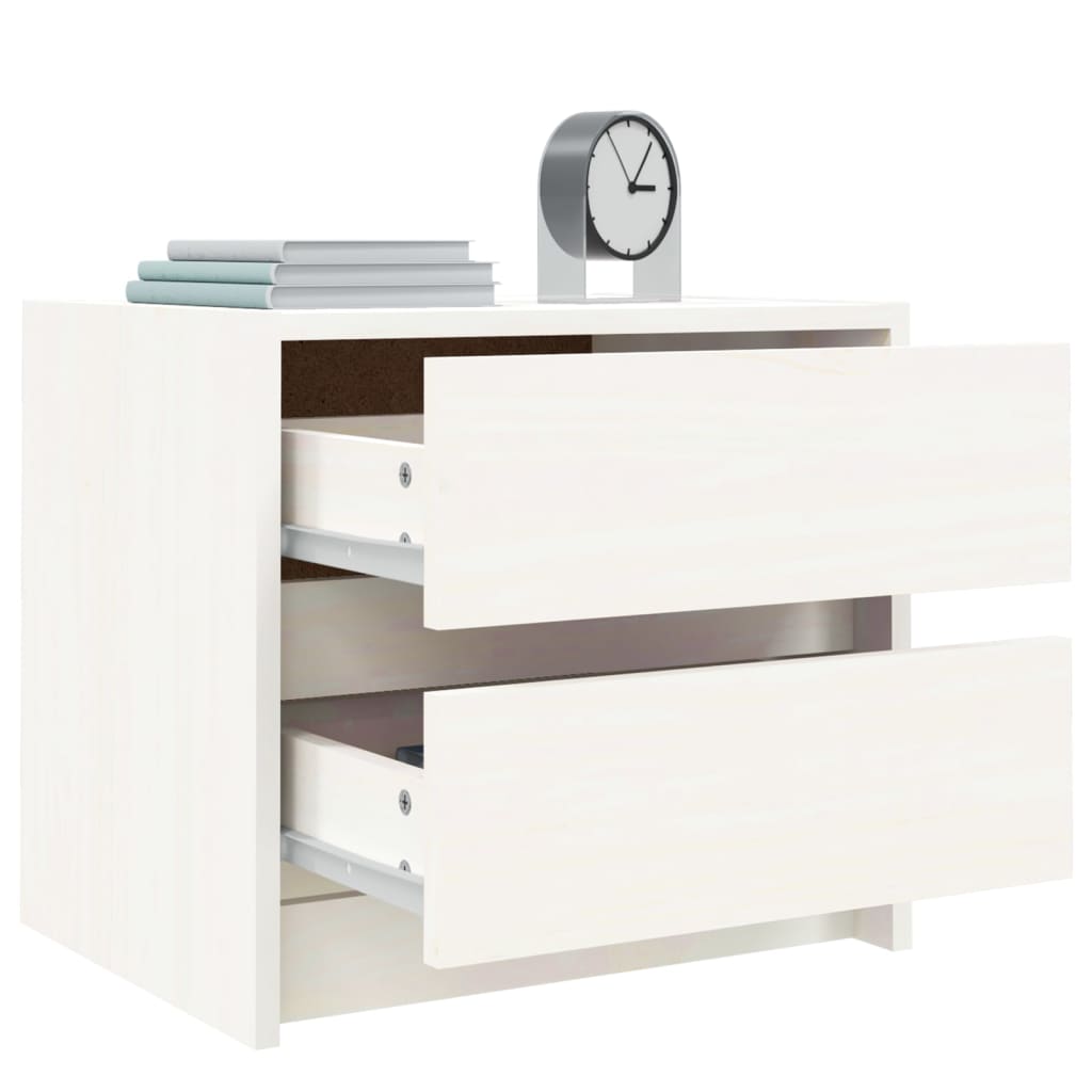 vidaXL Bedside Cabinet White 40x31x35,5 cm Solid Wood Pine 4