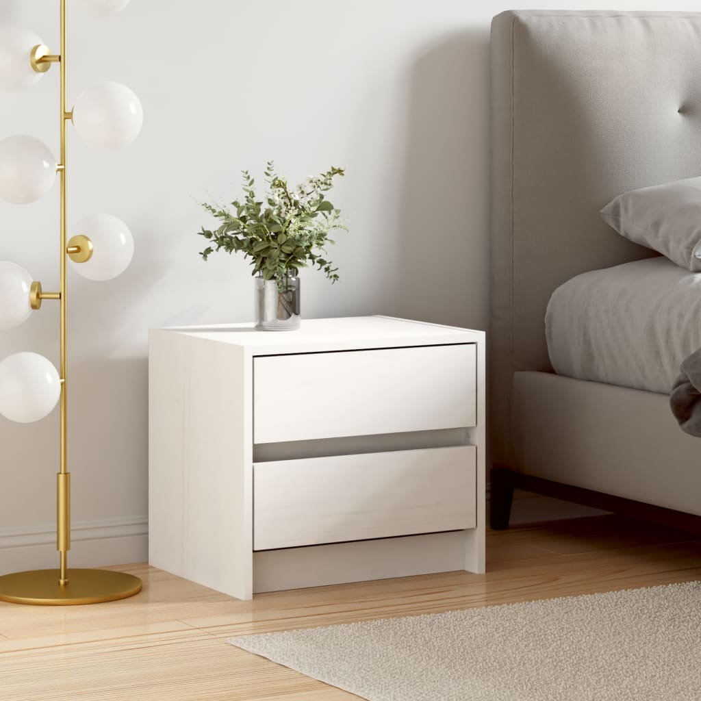vidaXL Bedside Cabinet White 40x31x35,5 cm Solid Wood Pine 1