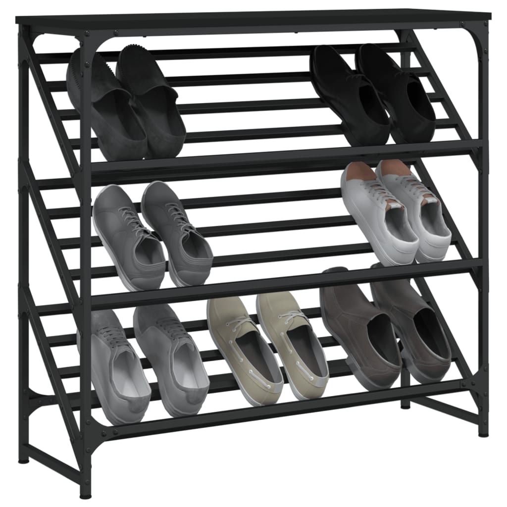 vidaXL Shoe Rack Black 90x30x85 cm Engineered Wood 3