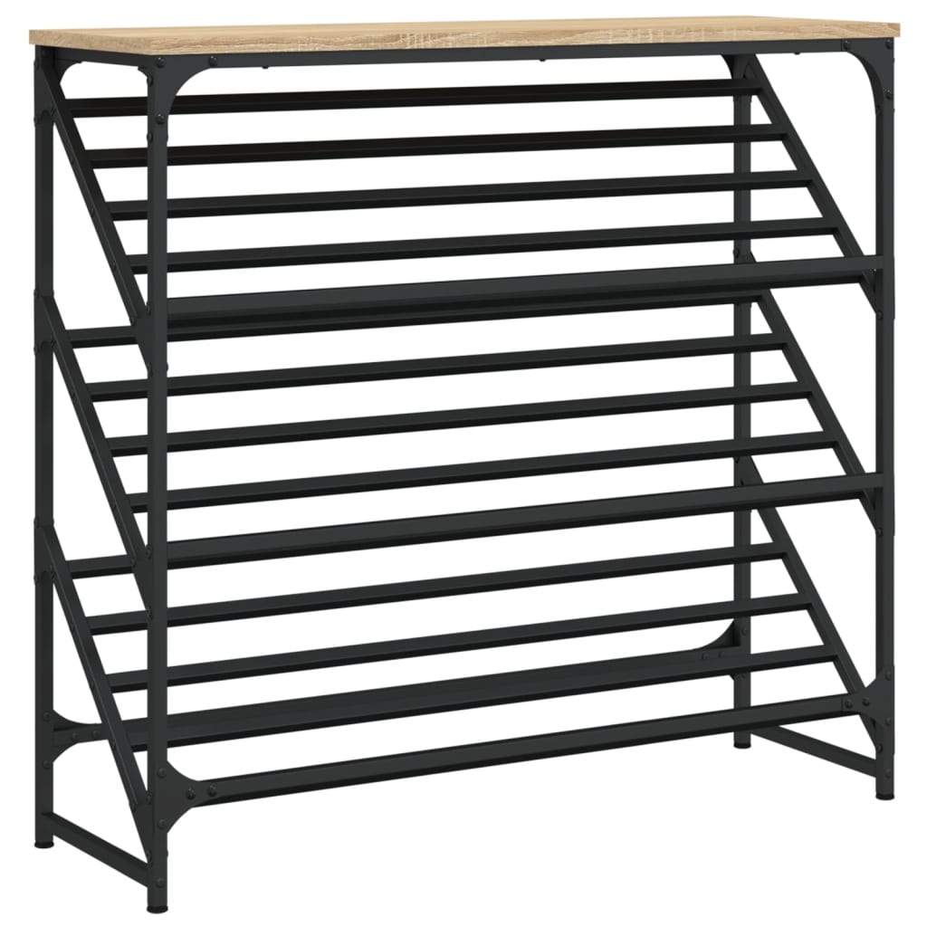 vidaXL Shoe Rack Sonoma Oak 90x30x85 cm Engineered Wood 2