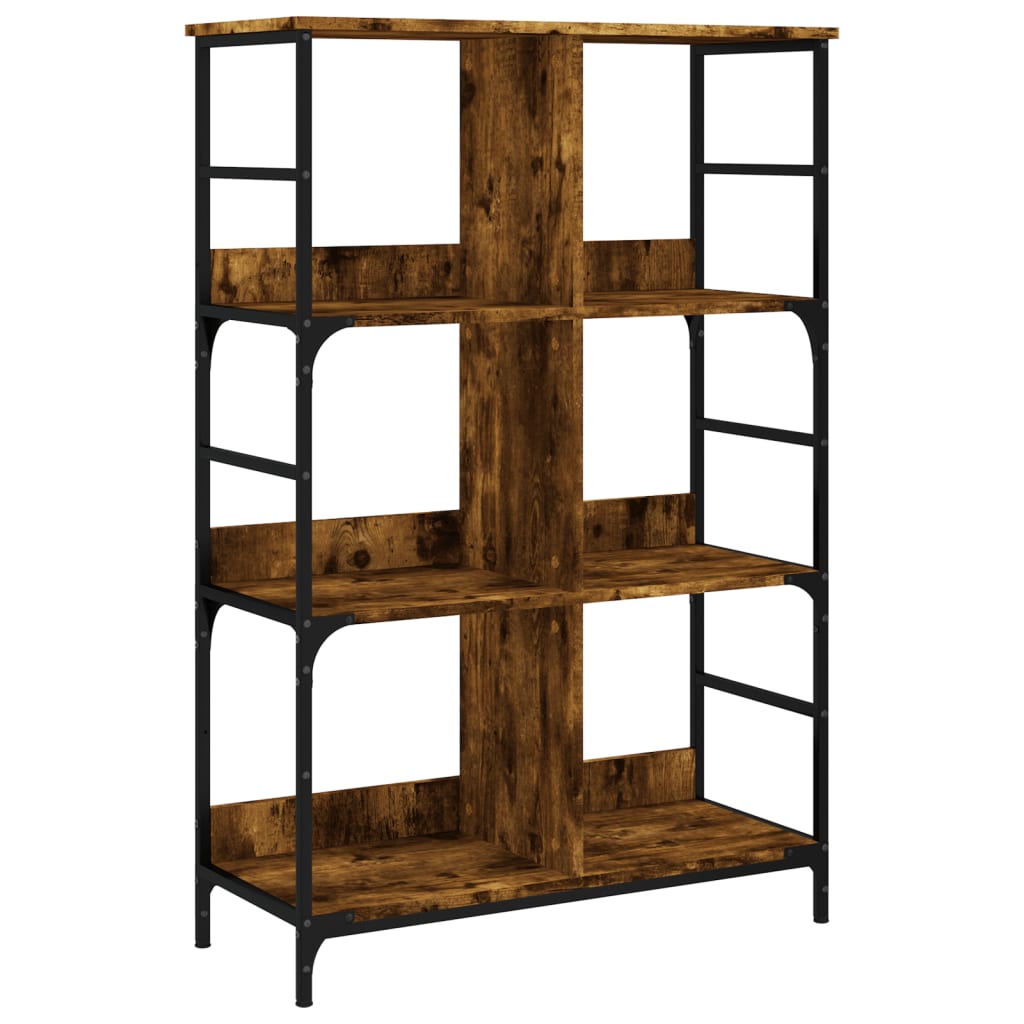 vidaXL Bookshelf Smoked Oak 78.5x33x117.5 cm Engineered Wood 2