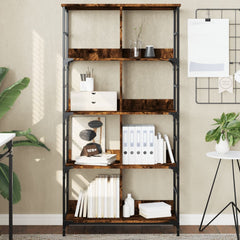 Bookshelf 4-Tier 78.5 x 33 x metal PB Height 153 cm Smoked oak