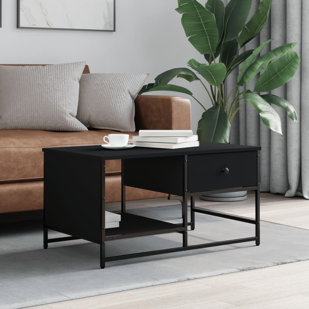 vidaXL Coffee Table Black 85.5x51x45 cm Engineered Wood 1