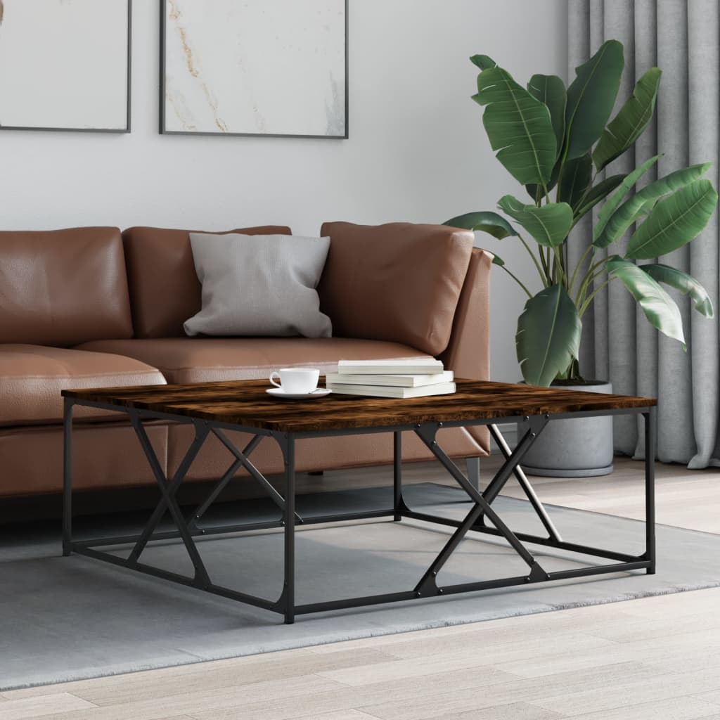 vidaXL Coffee Table Smoked Oak 100x100x40 cm Engineered Wood 1