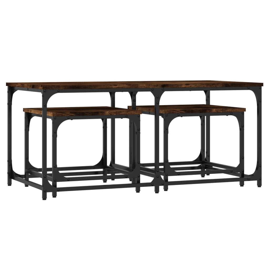 vidaXL Nesting Coffee Tables 3 pcs Smoked Oak Engineered Wood 2