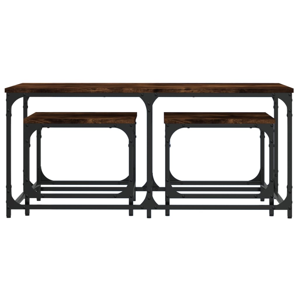 vidaXL Nesting Coffee Tables 3 pcs Smoked Oak Engineered Wood 3