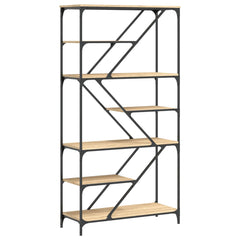 vidaXL Bookshelf Sonoma Oak 91x36x176 cm Engineered Wood and Steel 2