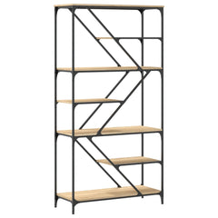 vidaXL Bookshelf Sonoma Oak 91x36x176 cm Engineered Wood and Steel 6