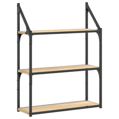 vidaXL 3-Tier Wall Shelf Sonoma Oak 60x21x78.5 cm Engineered Wood 2