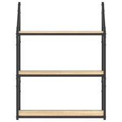 vidaXL 3-Tier Wall Shelf Sonoma Oak 60x21x78.5 cm Engineered Wood 4