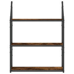 vidaXL 3-Tier Wall Shelf Smoked Oak 60x21x78.5 cm Engineered Wood 4