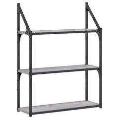 vidaXL 3-Tier Wall Shelf Grey Sonoma 60x21x78.5 cm Engineered Wood 2