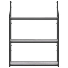 vidaXL 3-Tier Wall Shelf Grey Sonoma 60x21x78.5 cm Engineered Wood 4