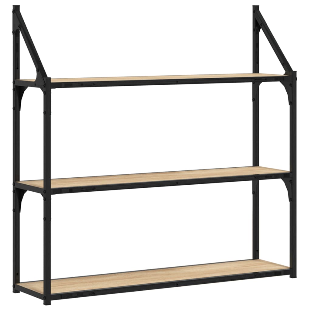 vidaXL 3-Tier Wall Shelf Sonoma Oak 80x21x78.5 cm Engineered Wood 2