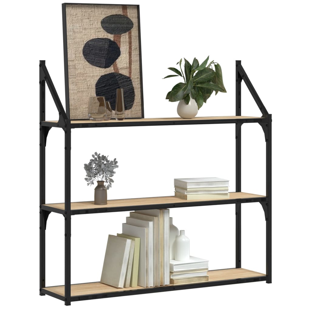 vidaXL 3-Tier Wall Shelf Sonoma Oak 80x21x78.5 cm Engineered Wood 3