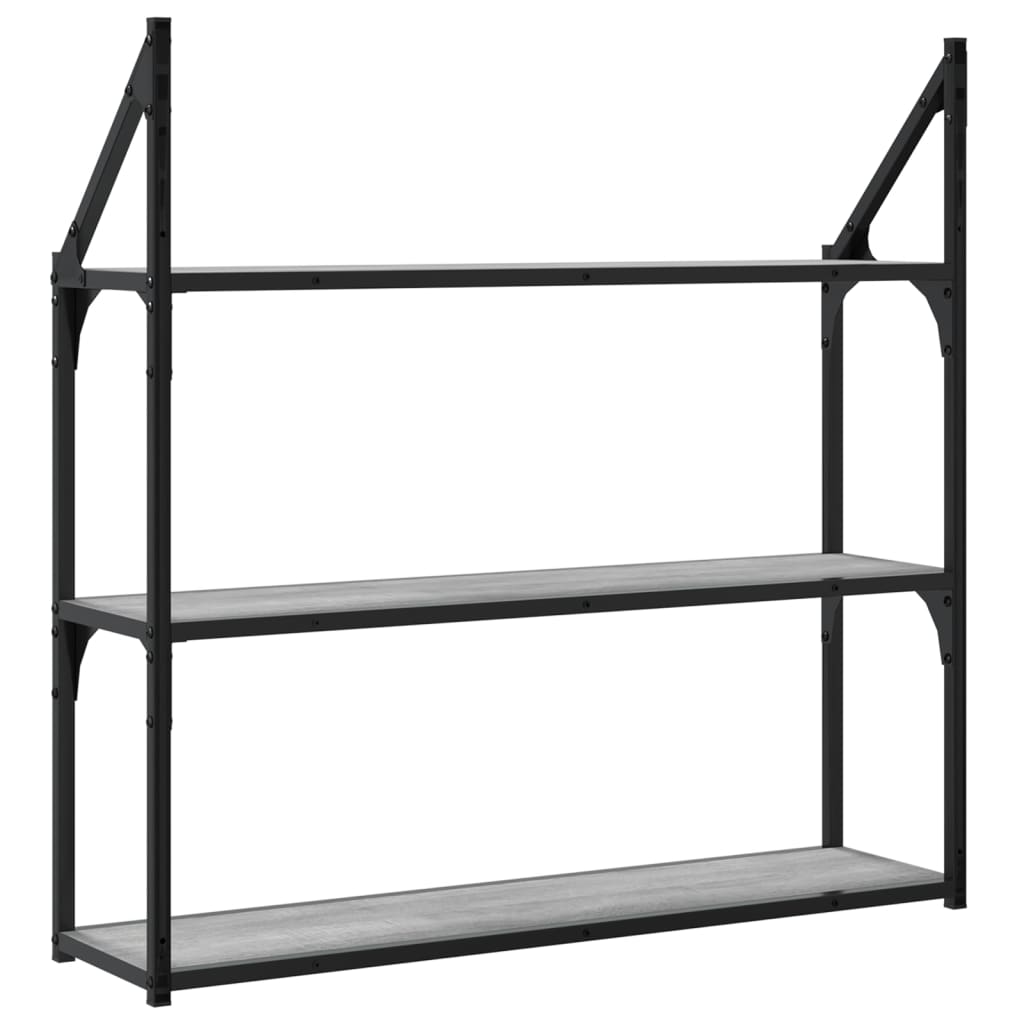vidaXL 3-Tier Wall Shelf Grey Sonoma 80x21x78.5 cm Engineered Wood 6