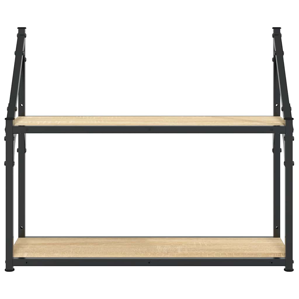 vidaXL 2-Tier Wall Shelf Sonoma Oak 60x21x51 cm Engineered Wood 4