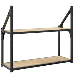 vidaXL 2-Tier Wall Shelf Sonoma Oak 60x21x51 cm Engineered Wood 6
