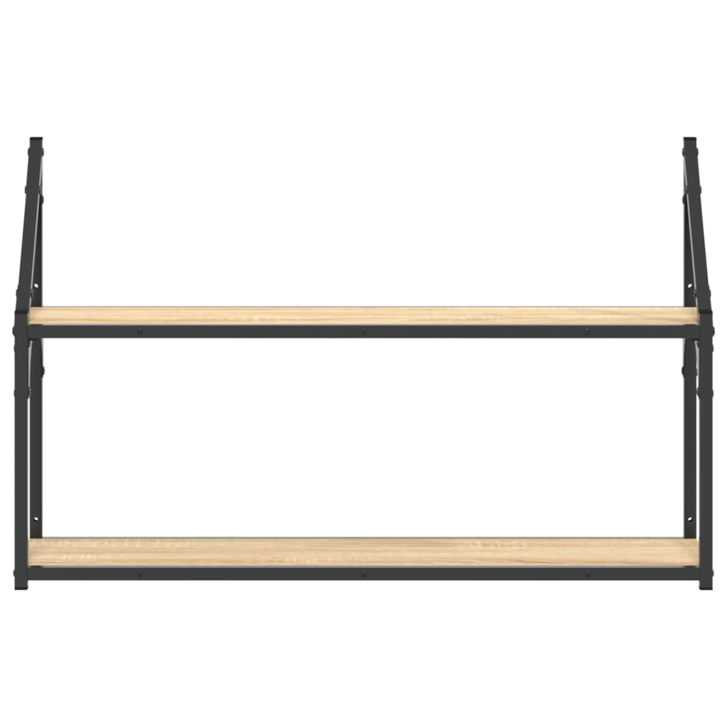 vidaXL 2-Tier Wall Shelf Sonoma Oak 80x21x51 cm Engineered Wood 4