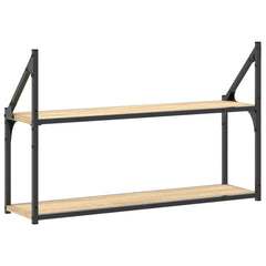 vidaXL 2-Tier Wall Shelf Sonoma Oak 80x21x51 cm Engineered Wood 6