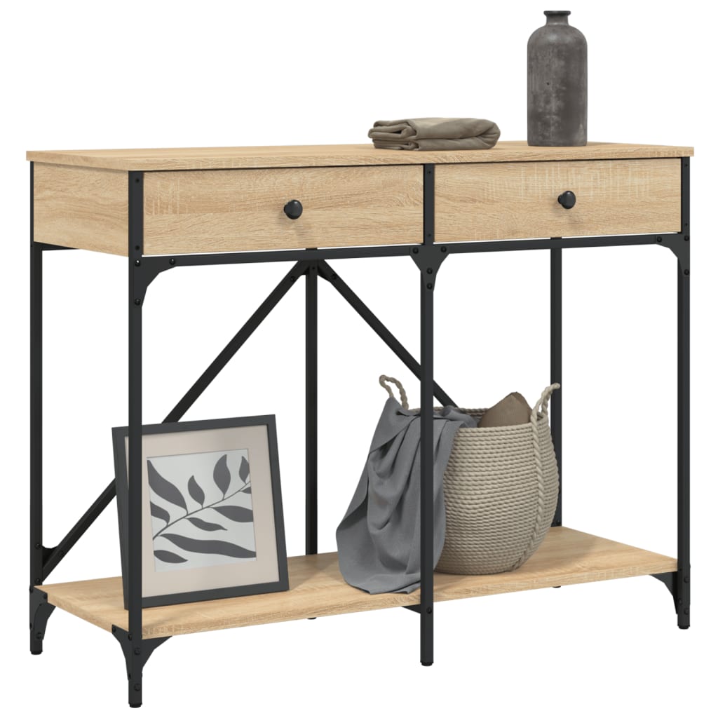 vidaXL Console Table Sonoma Oak 100x39x78.5 cm Engineered Wood 3