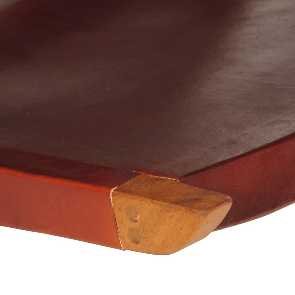 Folding Chair Real Leather Dark brown