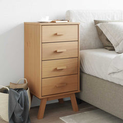 vidaXL Bedside Cabinet "OLDEN" Brown Solid Wood Pine 3