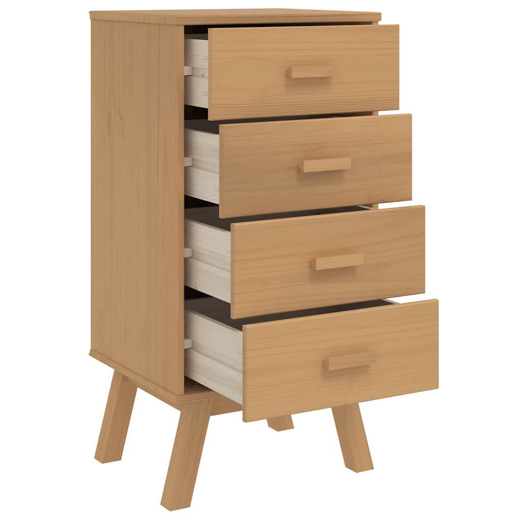 vidaXL Bedside Cabinet "OLDEN" Brown Solid Wood Pine 4