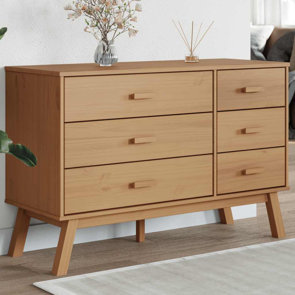 Drawer Cabinet "OLDEN" Solid Wood Pine Brown