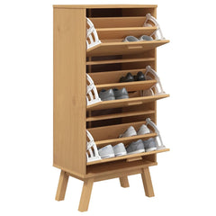 vidaXL Shoe Cabinet OLDEN Brown 55x35x120cm Solid Wood Pine 4