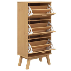 vidaXL Shoe Cabinet OLDEN Brown 55x35x120cm Solid Wood Pine 5