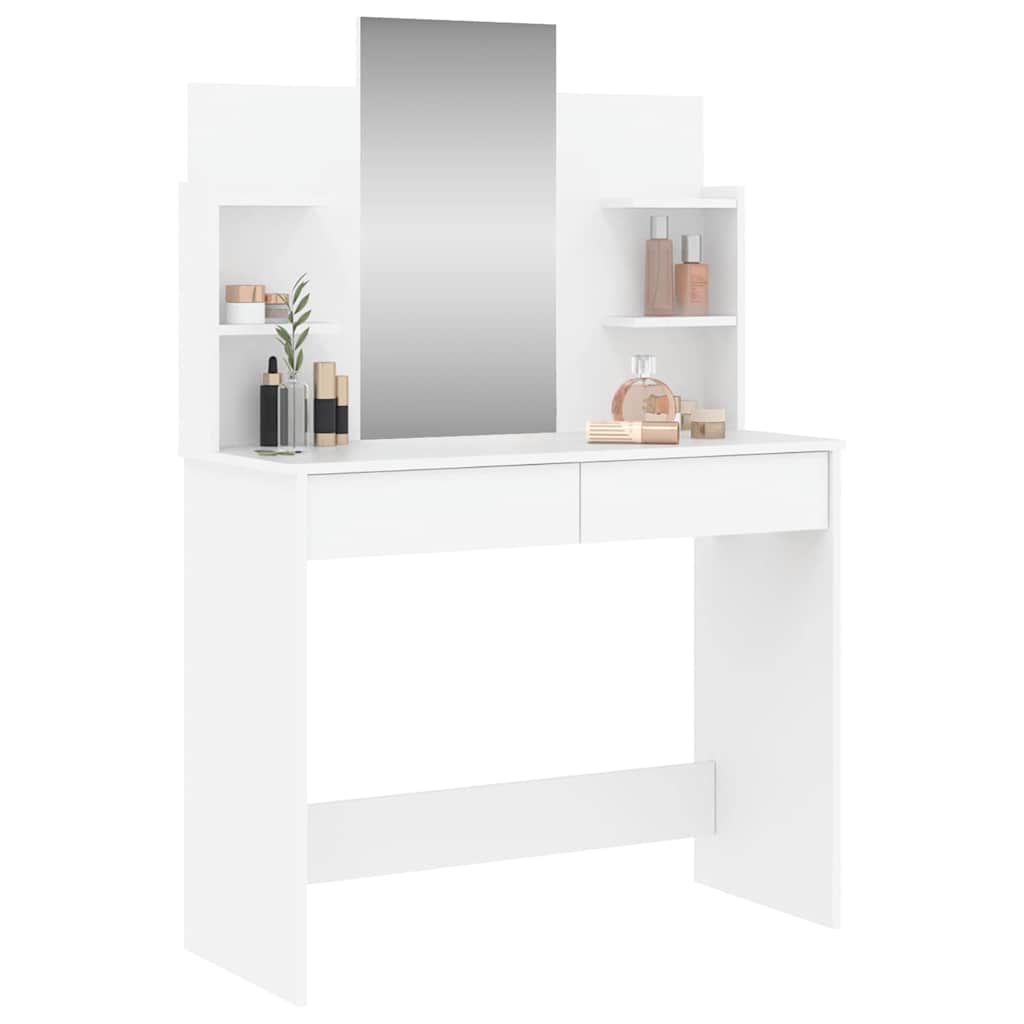 vidaXL Dressing Table with Mirror White 96x39x142 cm 3