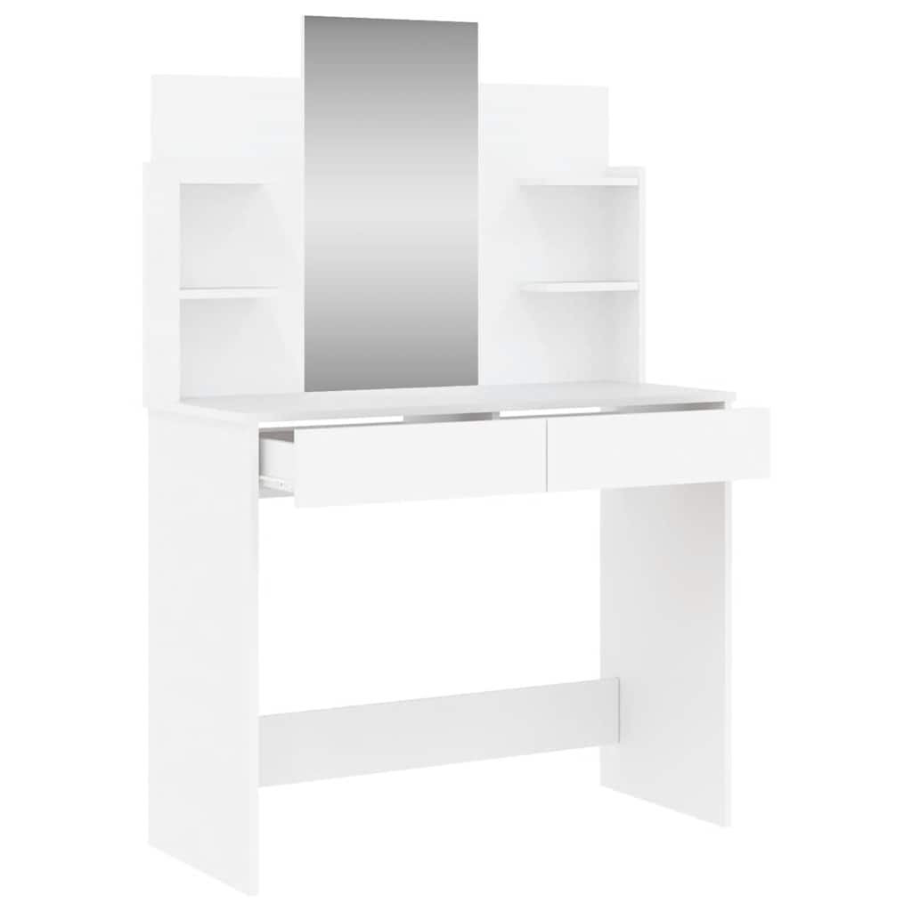 vidaXL Dressing Table with Mirror White 96x39x142 cm 5