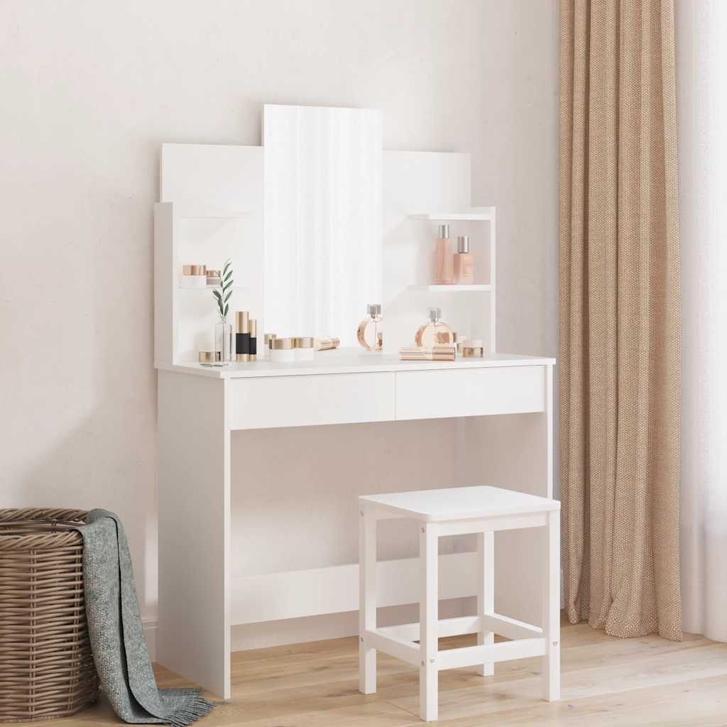 vidaXL Dressing Table with Mirror White 96x39x142 cm 1