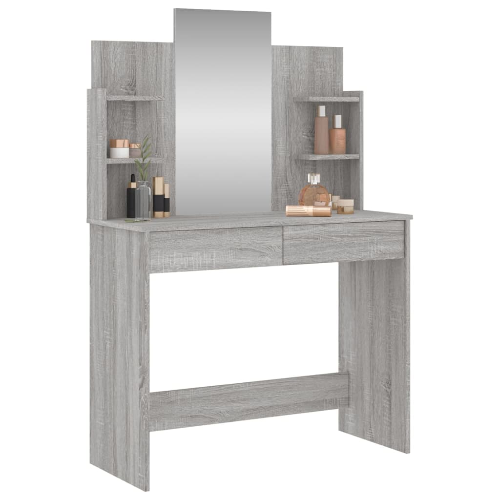 vidaXL Dressing Table with Mirror Grey Sonoma 96x39x142 cm 3
