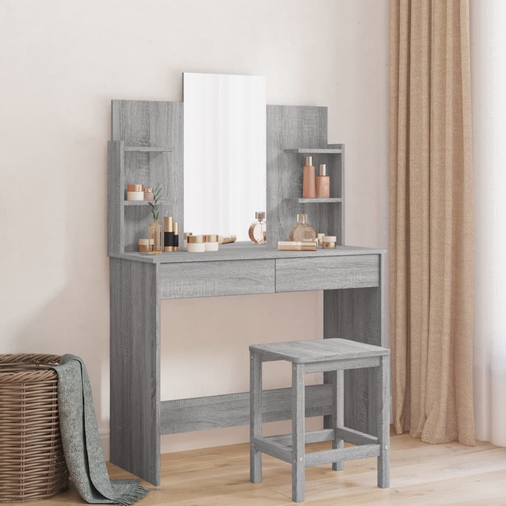 vidaXL Dressing Table with Mirror Grey Sonoma 96x39x142 cm 1