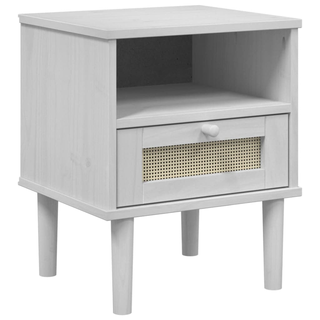 vidaXL Bedside Cabinet SENJA Rattan Look White 40x35x48 cm Solid Wood Pine 2