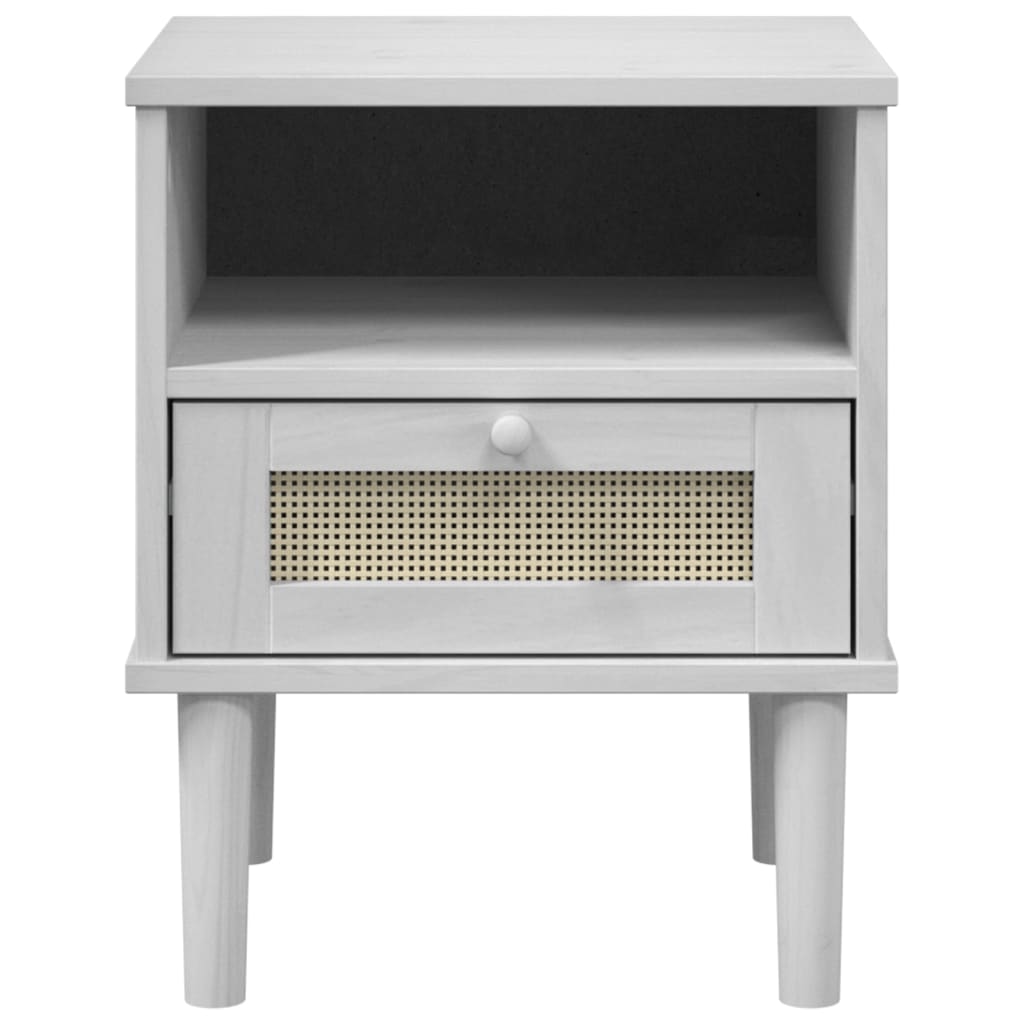vidaXL Bedside Cabinet SENJA Rattan Look White 40x35x48 cm Solid Wood Pine 6