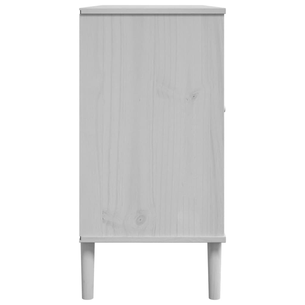 Sideboard "SENJA" Rattan Look 112x40x80 cm Solid Wood Pine White