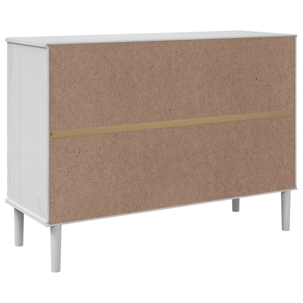 Sideboard "SENJA" Rattan Look 112x40x80 cm Solid Wood Pine White